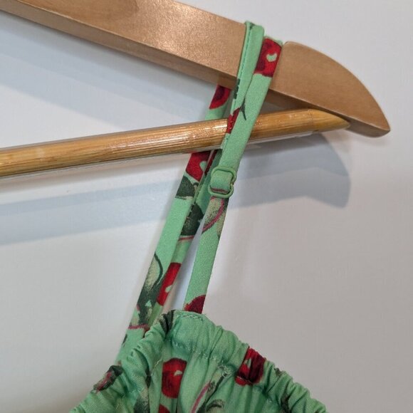 WAYF Top Size XL Green Red Paxton Camisole Stretch Cotton Cherry Print NWT Airy - Picture 9 of 16
